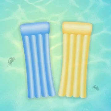 Lilos in the sea Stock Illustration