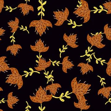 Lily abstract seamless pattern. Hand drawn flower background. Stock Illustration