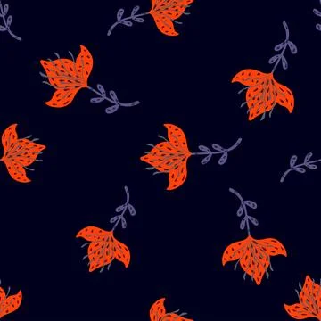 Lily abstract seamless pattern. Hand drawn flower background. Stock Illustration