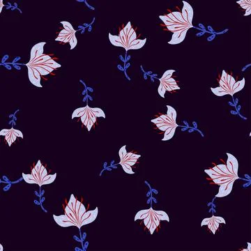Lily abstract seamless pattern. Hand drawn flower background. Stock Illustration