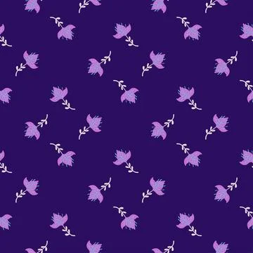 Lily abstract seamless pattern. Hand drawn flower background. Stock Illustration