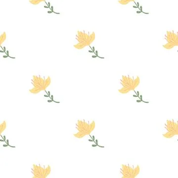 Lily abstract seamless pattern. Hand drawn flower background. Stock Illustration