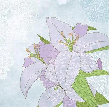 Lily on blue grunge background vector Lily on blue grunge background vecto... Foto stock