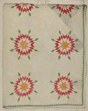 Lily Capson, Quilt Applique Patterns with Border, c 1936 Quilt - Applique ... 스톡 사진