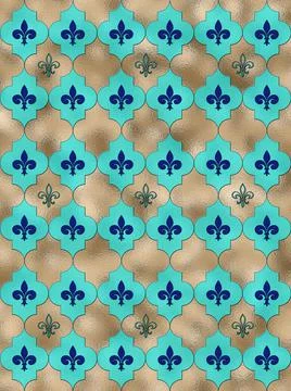 Lily fleur de Lis seamless pattern Stock Illustration
