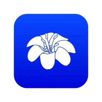 Lily flower icon blue vector Stock Illustration