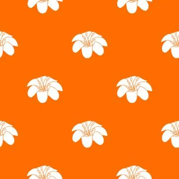 Lily flower pattern vector orange Stock Illustration