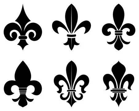 Lily flower symbol in different variations on a white isolated background. Stock Illustration