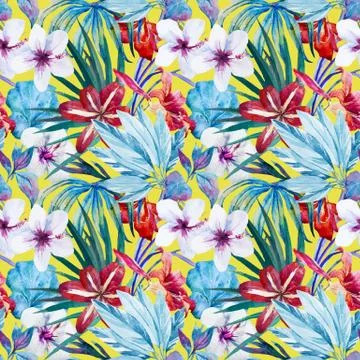 Lily an hibiscus flower pattern Stock-Illustration