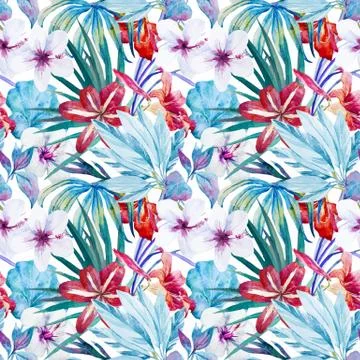 Lily an hibiscus flower pattern Illustrazione stock