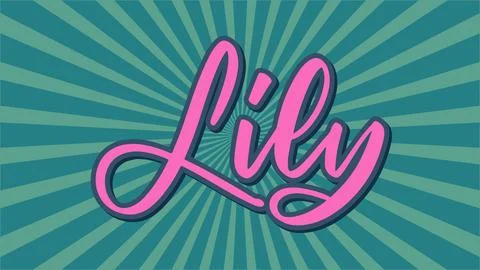 Lily Name Vector Typography With Green Starburst Ilustração Stock