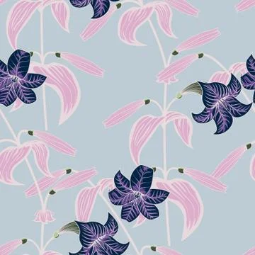 Lily seamless pattern with trendy color spring sammer 2018. Vector illustration Stock Illustration