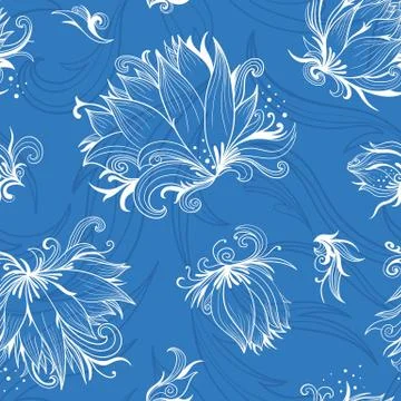Lily Sketch Vector Pattern Stock Illustration