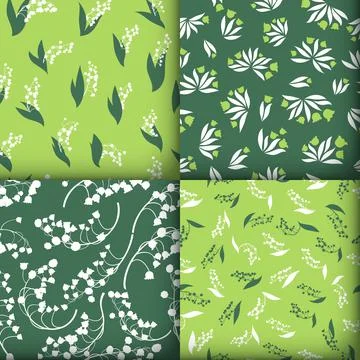 Lily of the Valley Seamless Fabric. Bud of Convallaria Majalis. Summer Illustrazione stock