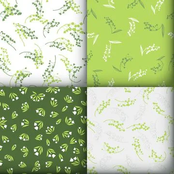 Lily of the Valley Seamless Texture. Bunch of Convallaria Majalis. Summer Stock Illustration