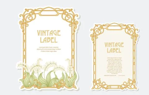 Lily of the valley. Set of 2 labels, Stock Illustration