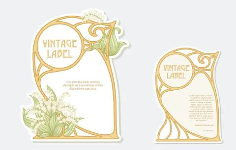 Lily of the valley. Set of 2 labels, Stock Illustration