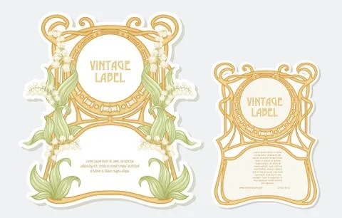Lily of the valley. Set of 2 labels, Stock Illustration