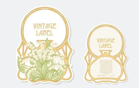 Lily of the valley. Set of 2 labels, Stock Illustration