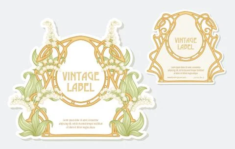 Lily of the valley. Set of 2 labels, Stock Illustration