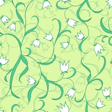 Lily of the valley. Vector floral pattern. Seamless texture. Floral ornament. Stock Illustration