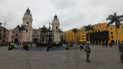 Lima Cathedral Day Time Lapse 스톡 동영상 101206280