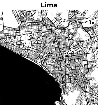 Lima City Map, Cartography Map, Street Layout Map Stock Illustration