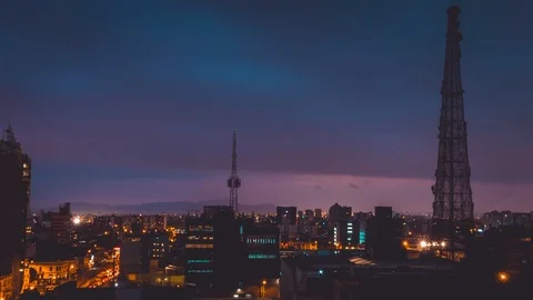 Lima city skyline at sunset Stock Footage 100510387