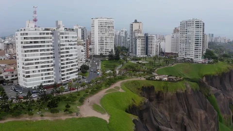 Lima Costa Verde facing buildings, Peru - South America Video stock 128310340
