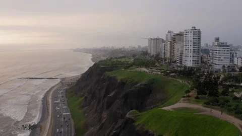 Lima Costa Verde at sunset, Peru - South America Stock Footage 128299842