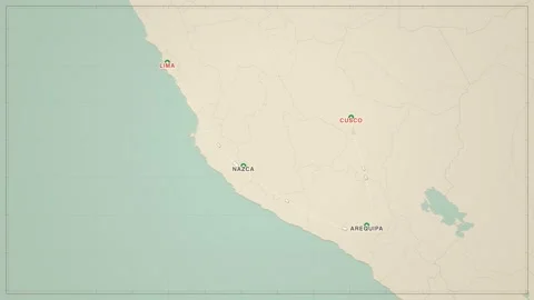 Lima To Cusco travel route map animation Stock Footage 339904682