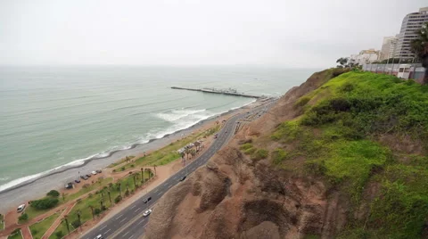 Lima at daytime with the pacific ocean as the main subject Stock Footage 63623003
