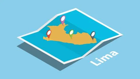Lima largest city peru explore maps with isometric style and pin location tag Stock Illustration
