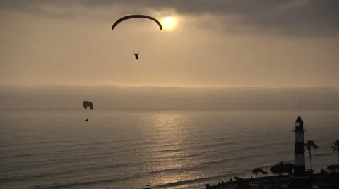Lima Lighthouse Paragliders Stock-Footage 68783077