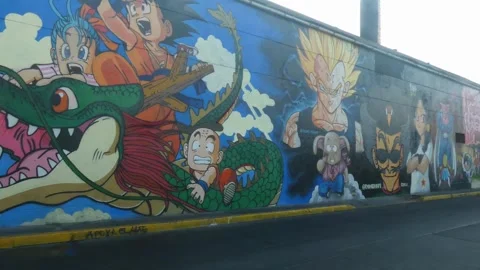 Lima, Peru - 03/28/2024: Graffiti mural created by many artists dedicated Stock Footage 270279867