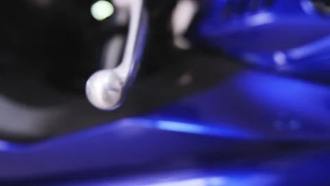Lima, Peru, 15 Mar 2025. New color Yamaha R15v4 motorcycle detail showing its Stock Footage 305264164
