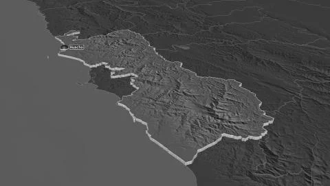 Lima, Peru. Bilevel elevation map with surface waters Stock Illustration