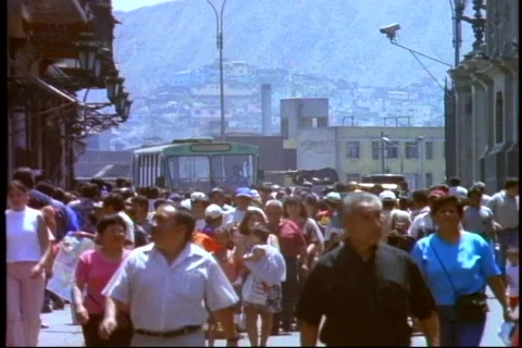 Lima, Peru, crowd, crushed, bus in back, Lima streets 動画素材 867555