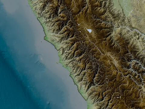 Lima, Peru. Elevation map colored in wiki style with lakes and rivers Stock Illustration
