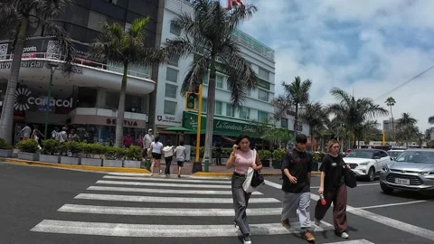 Lima, Peru - March 14, 2026 - walking in the neighborhood of Miraflores Stockbeeldmateriaal 336906699