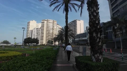 Lima, Peru - March 14, 2026 - walking in the neighborhood of Miraflores Stock Footage 336948158