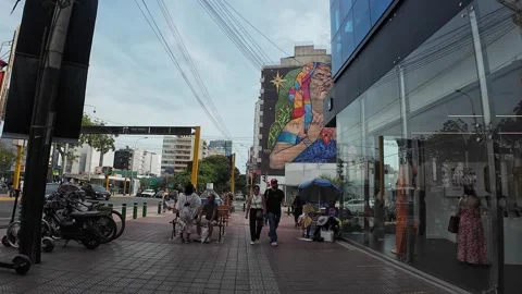 Lima, Peru - March 14, 2026 - walking in the neighborhood of Miraflores Stock Footage 336948185