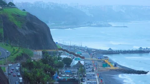 Lima, Peru, Ocean, Cliff Vídeos de archivo 75177194