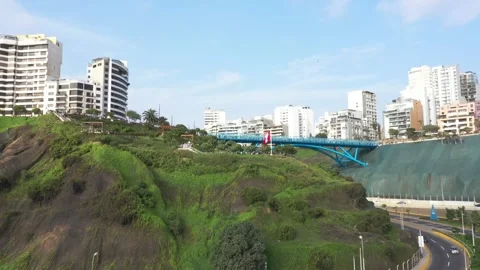 Lima peru sep 06 2025: Modern bridge La Paz overlooking the pacific ocean in Stock Footage 316622395