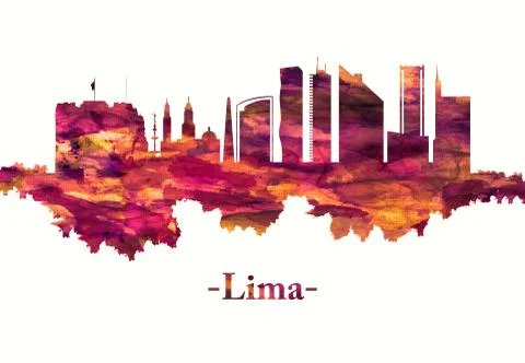 Lima Peru skyline in red Stock Illustration