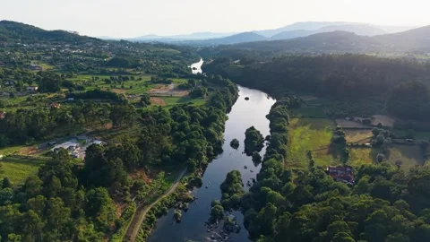 Lima River Flowing Through Countryside Stock Footage 341247374