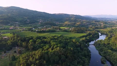 Lima River Valley - Ponte de Lima - Portugal Stock Footage 342471380