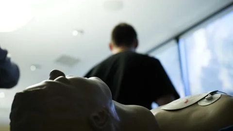 Limb electrodes on the mannequin Stock-Footage 142239723