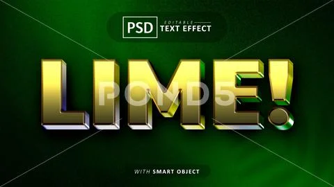 Lime 3d text effect editable PSDテンプレート