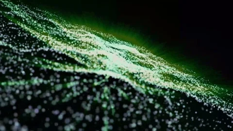 Lime abstract energy fields made of particles moving towards the camera Stock Footage 294970640